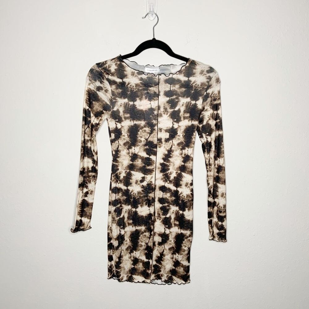 Topshop Womens Multi Tie-dye Cotton-blend Mini Dress In Brown Multi Size 2 - Picture 3 of 6